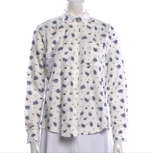 Sézane Tomboy Button Up Organic Cotton Floral Print Women's Size 40 (M)
